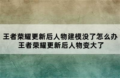 王者荣耀更新后人物建模没了怎么办 王者荣耀更新后人物变大了